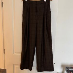 Classic Brown Plaid Women’s Trousers -6P